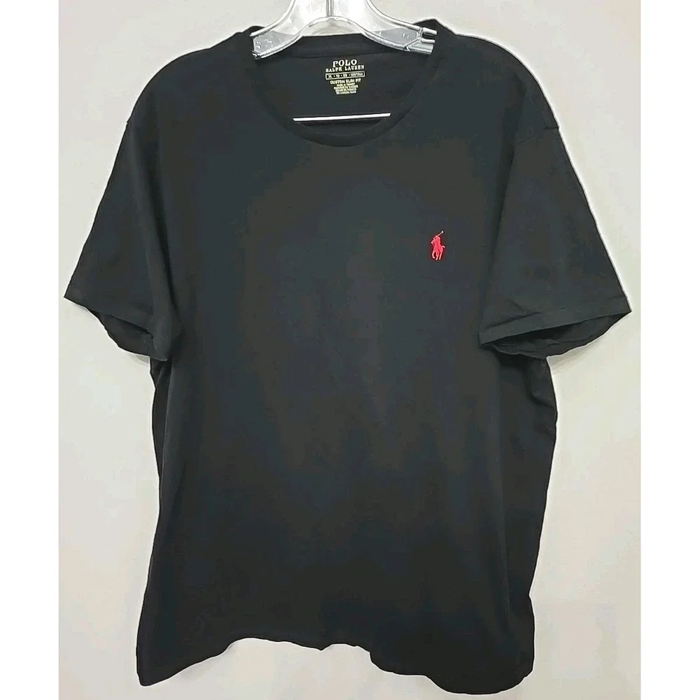 Vintage Ralph Lauren Black Mens Crew Neck Short‎ Sleeve T-Shirt Single Stitched